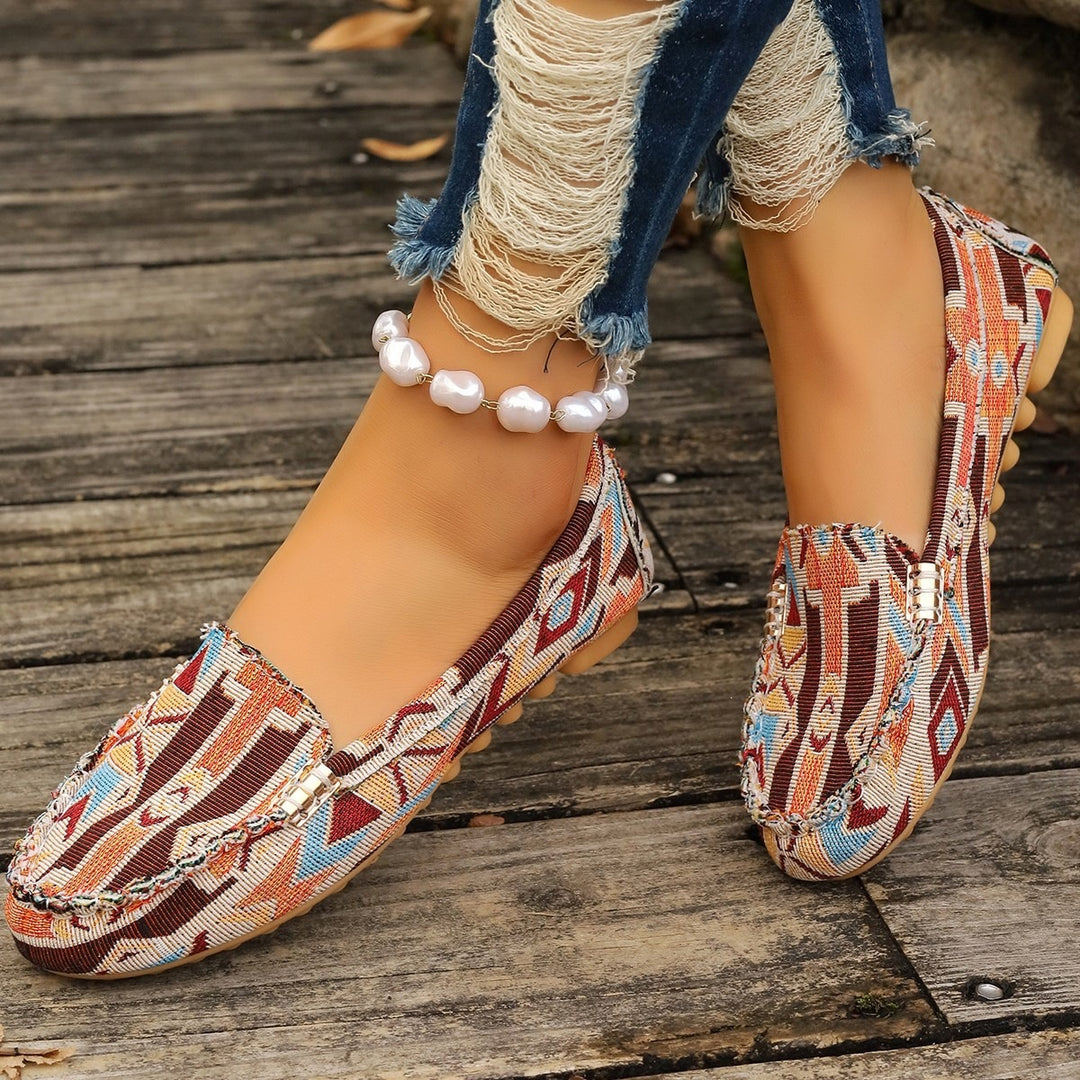 Damen Mokassins mit modernem Ethno-Design EB
