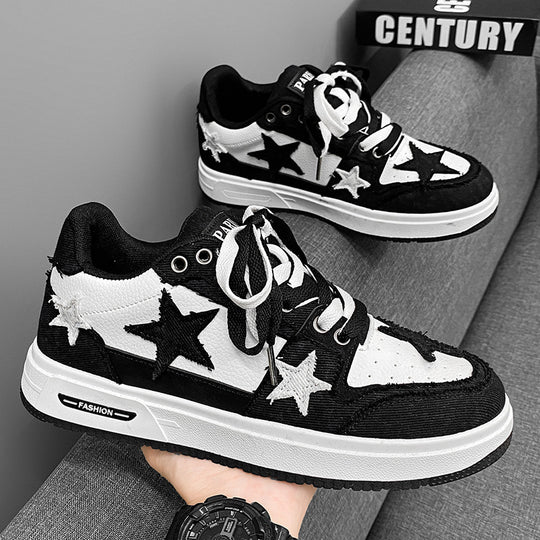 Unisex modische Plateausneaker mit Sternapplikationen, gepolstertem Einstieg und griffiger Profilsohle EB