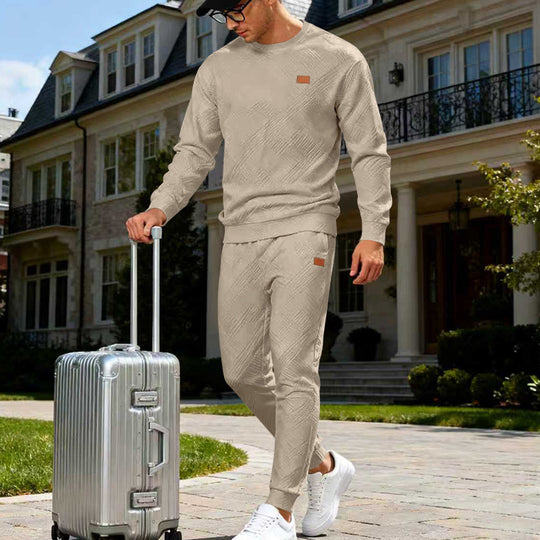 Herren Feinstrukturiertes Lounge-Set mit Rundhals-Pullover & schmaler Jogginghose EB