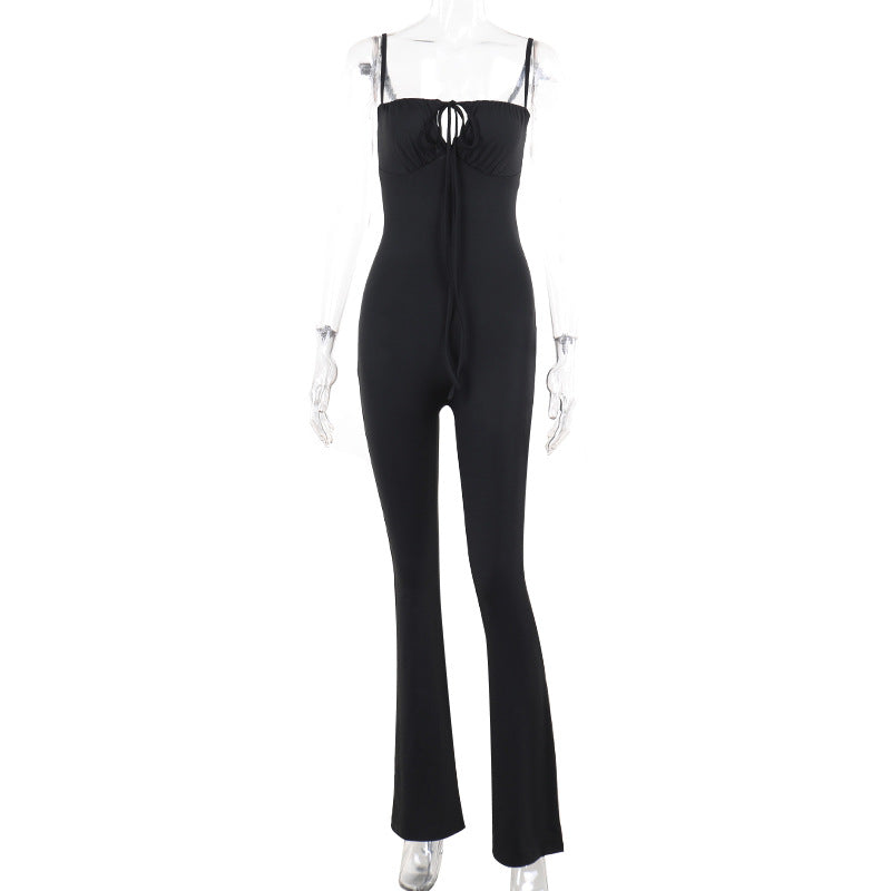 Damen Figurbetonter Jumpsuit mit raffinierter Schnürung EB