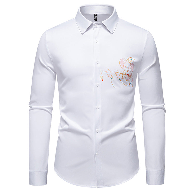 Herren Langarmhemden mit einzigartigem Stickdesign EB