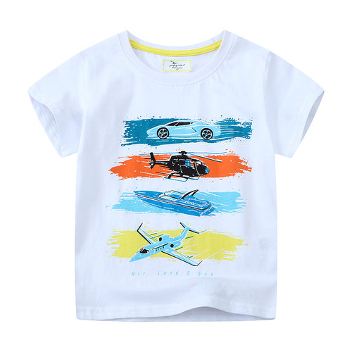 Jungen Kurzarm T-Shirt mit aufregendem Fahrzeugdesign EB