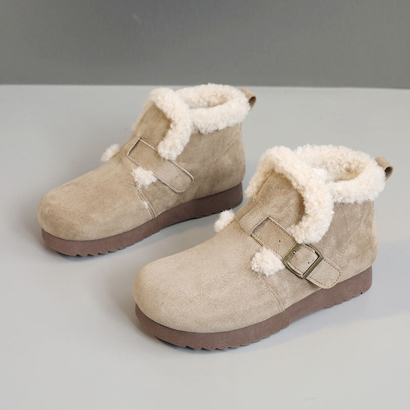 Damen Bequeme Winterstiefeletten mit weichem Innenfutter und modernem Riemendesign EB