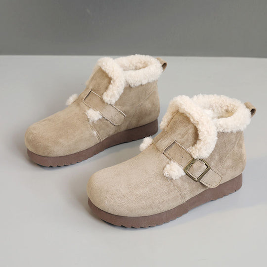 Damen Bequeme Winterstiefeletten mit weichem Innenfutter und modernem Riemendesign EB