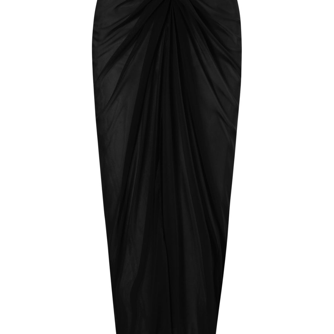 Damen einseitiger Badeanzug mit elegantem Drapierungsdesign und passendem Pareo EB