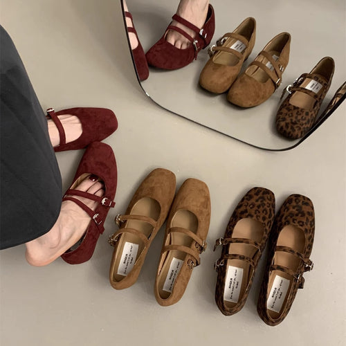 Damen Ballerina-Pantoletten mit modischem Riemchen und komfortablem Fußbett EB