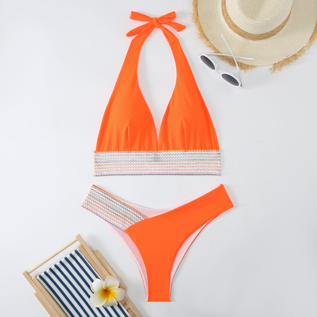 Damen Triangel-Bikini-Set mit modischem Wickelband EB
