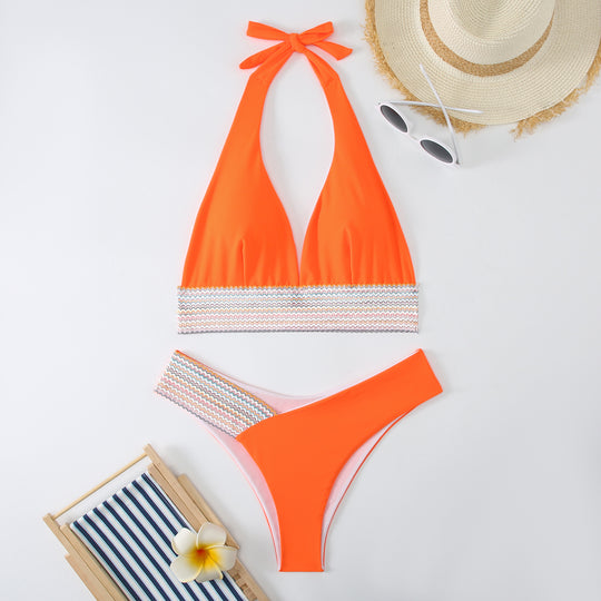 Damen Triangel-Bikini-Set mit modischem Wickelband EB