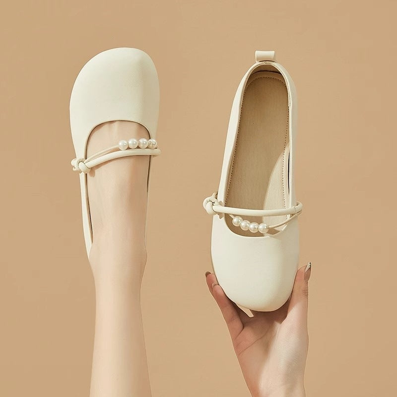 Damen Ballerinas mit perlenverziertem Riemen und elegantem Design EB