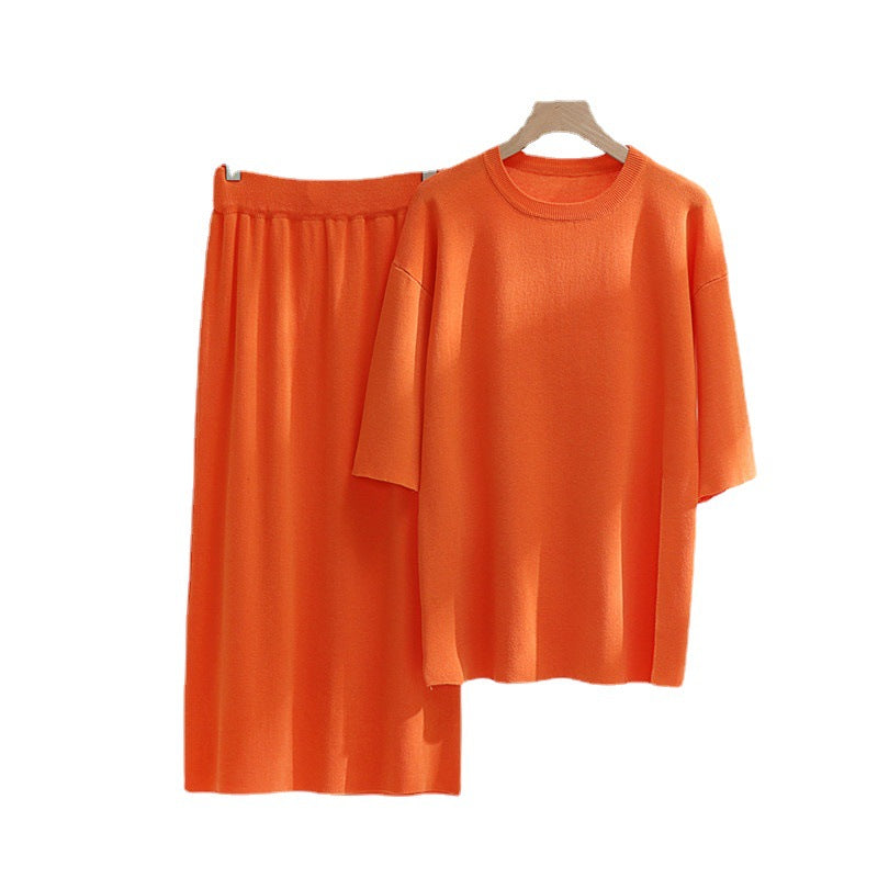 Damen stilvolles Strickset mit lässigem Schnitt und seitlichem Schlitz EB