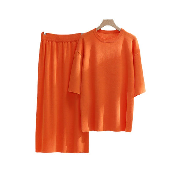 Damen stilvolles Strickset mit lässigem Schnitt und seitlichem Schlitz EB