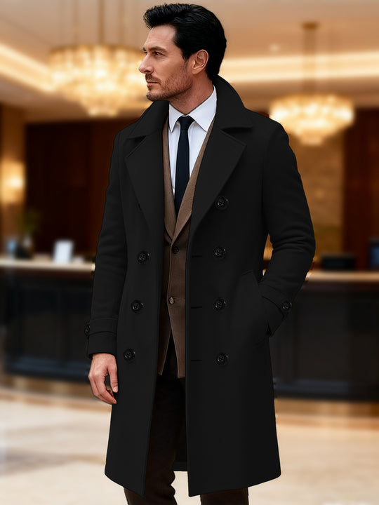 Herren eleganter doppelreihiger Wollmantel EB