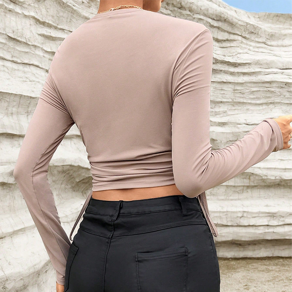 Damen gerafftes Crop-Top mit Bolero-Overlay und Seitenschnürung Eichborn Berlin
