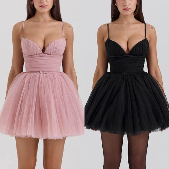 Damen Verspielt geschnittenes Tüllkleid mit verstellbaren Trägern und einer schwingenden Silhouette EB