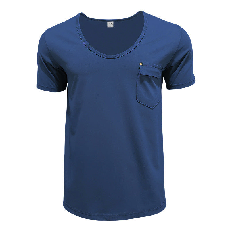 Herren Basic V-Ausschnitt T-Shirt mit Brusttasche EB