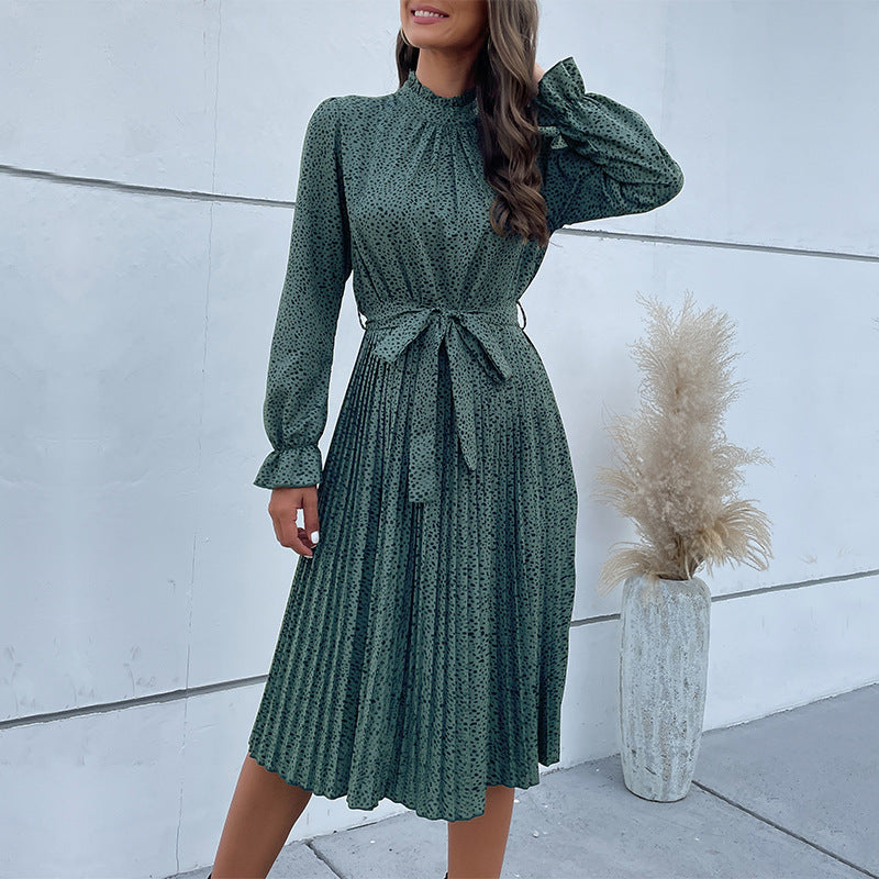 Damen Midi-Kleid mit schlanker Silhouette und verspieltem Bindegürtel EB