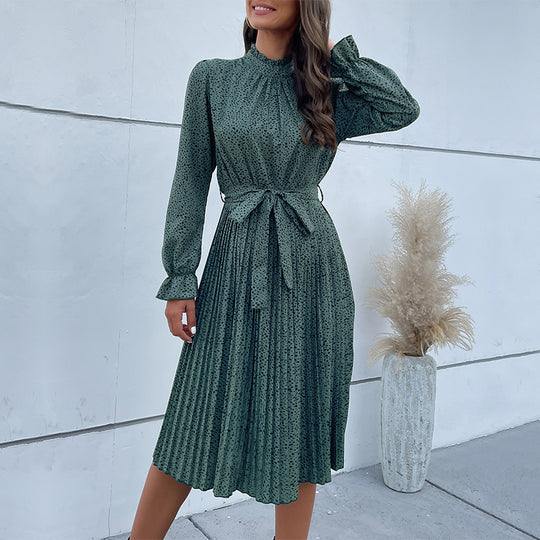 Damen Midi-Kleid mit schlanker Silhouette und verspieltem Bindegürtel EB