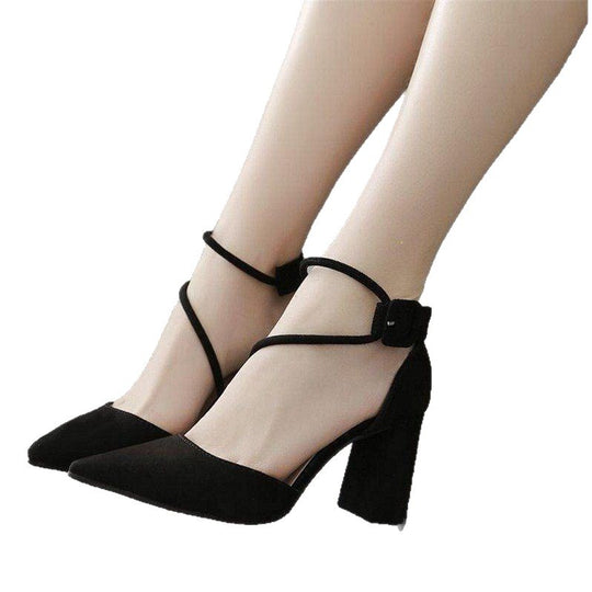 Damen elegante Ankle-High Pumps mit verstellbarem Riemchen EB