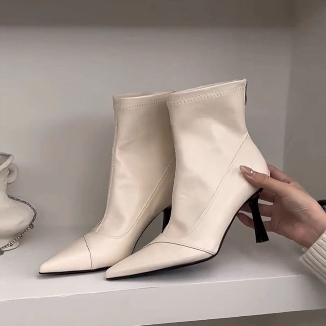 Damen Stiefeletten aus hochwertigem Leder mit elegantem Spitzenabsatz EB