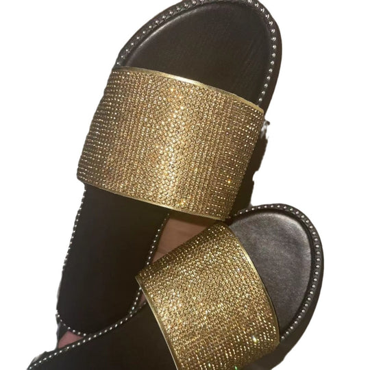Damen Glamouröse Strass-Slides mit weichem Fußbett und rutschfester Sohle EB