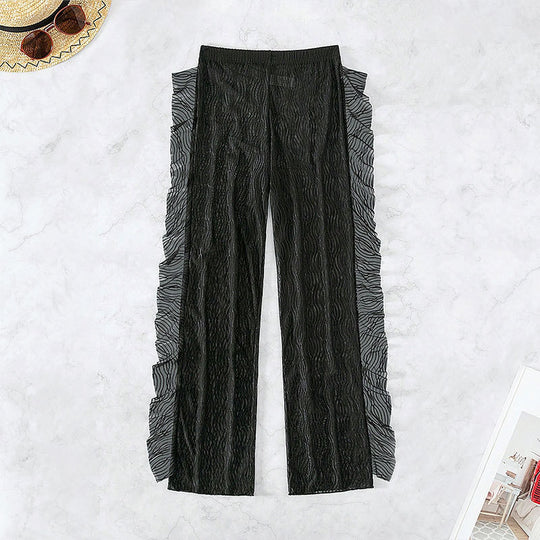 Damen transparente Strandhose mit raffinierter Rüschendetail EB