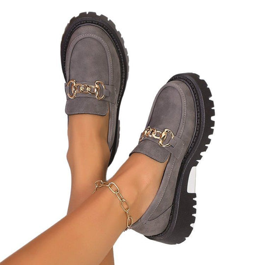 Damen moderne Loafer mit dekorativem Ketten-Detail EB