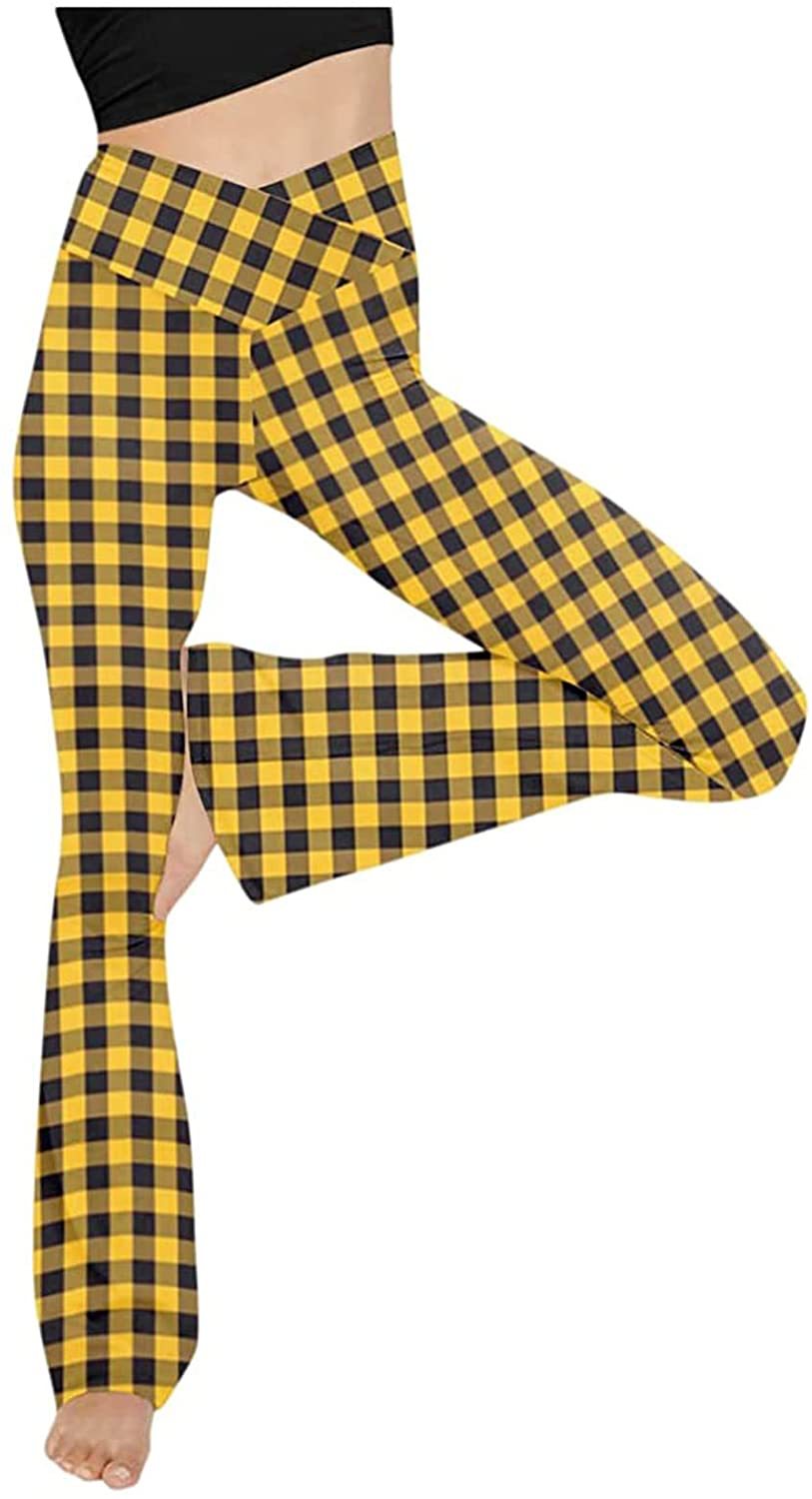 Damen nan taillenhohe Yogahose mit überkreuztem Bund und ausgestelltem Saum mit Schlitz EB