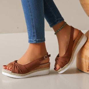 Damen Wedge-Sandaletten mit elegantem Knoten-Design EB