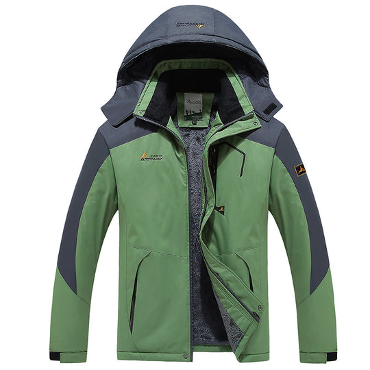 Herren multifunktionale wasserdichte Outdoorjacke mit abnehmbarem Fleece-Innenlayer und verstellbarer Kapuze EB