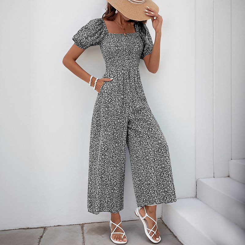 Damen Maxikleid mit Puffärmeln und seitlichem Schlitz EB