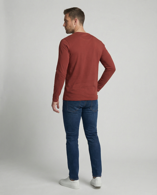 Herren Langarm T-Shirt mit modernem Paris-Druck und elastischem Saum EB