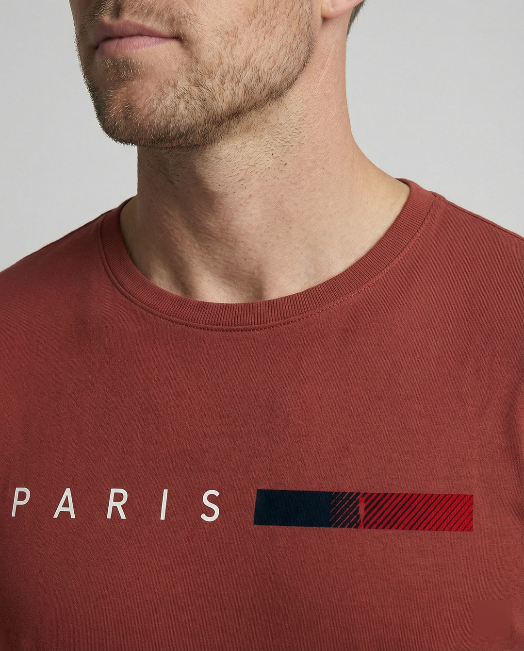 Herren Langarm T-Shirt mit modernem Paris-Druck und elastischem Saum EB