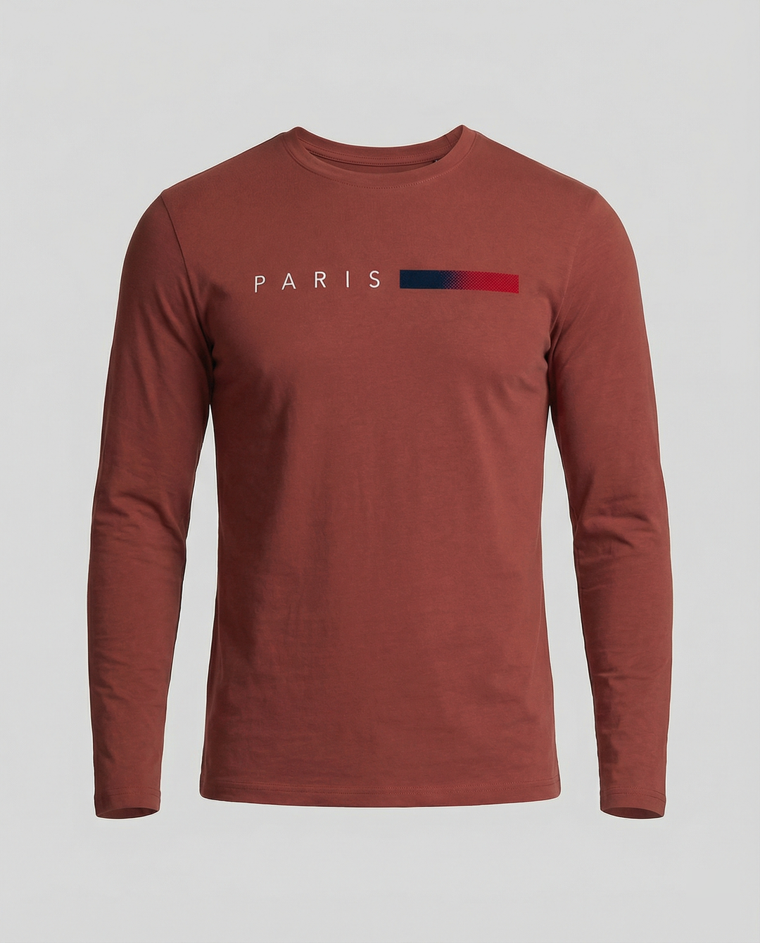 Herren Langarm T-Shirt mit modernem Paris-Druck und elastischem Saum EB