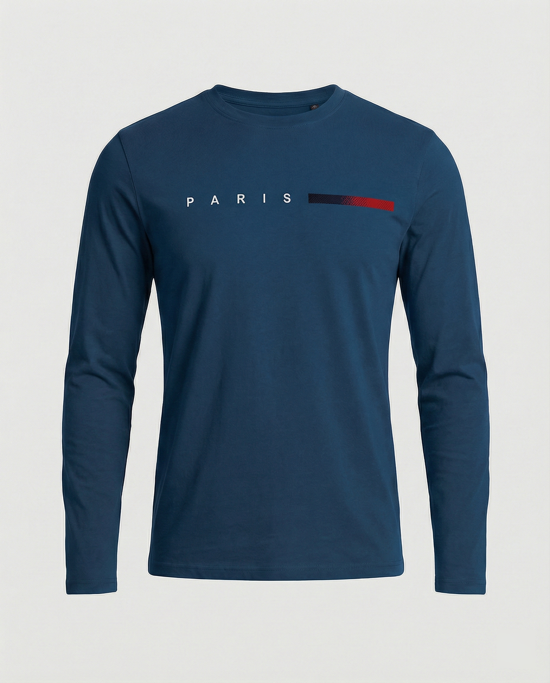 Herren Langarm T-Shirt mit modernem Paris-Druck und elastischem Saum EB