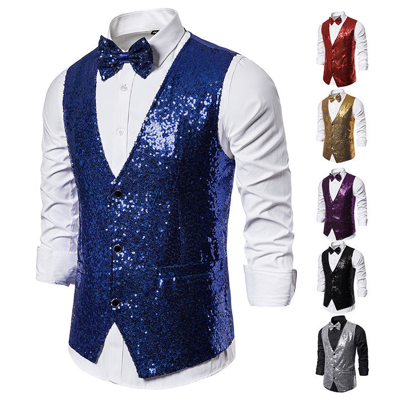 Herren eleganter Paillettenblazer mit passendem Fliege EB