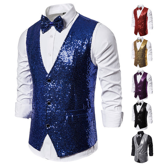 Herren eleganter Paillettenblazer mit passendem Fliege EB
