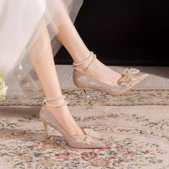 Damen glamouröse High Heels mit elegantem Blumenakzent EB