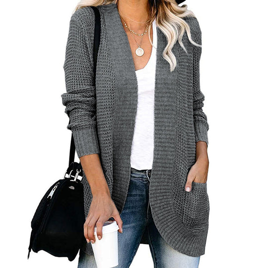 Damen Strickjacke mit modernem Strickmuster und praktischen Taschen EB