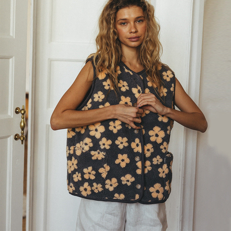 Damen Weste im gemütlichen Strickdesign mit floralen Mustern EB