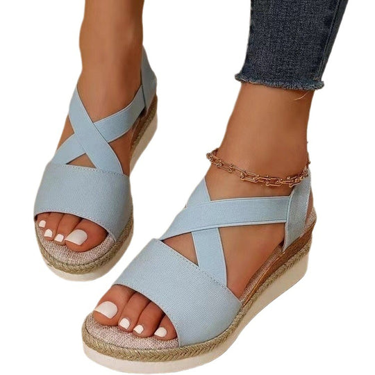 Damen Wedge-Sandalen mit geflochtenem Riemedesign EB
