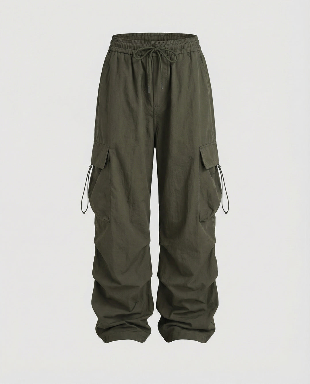 Utilitaristische Cargohose mit hoher Taille großen Klapptaschen und verstellbarem Saum EB