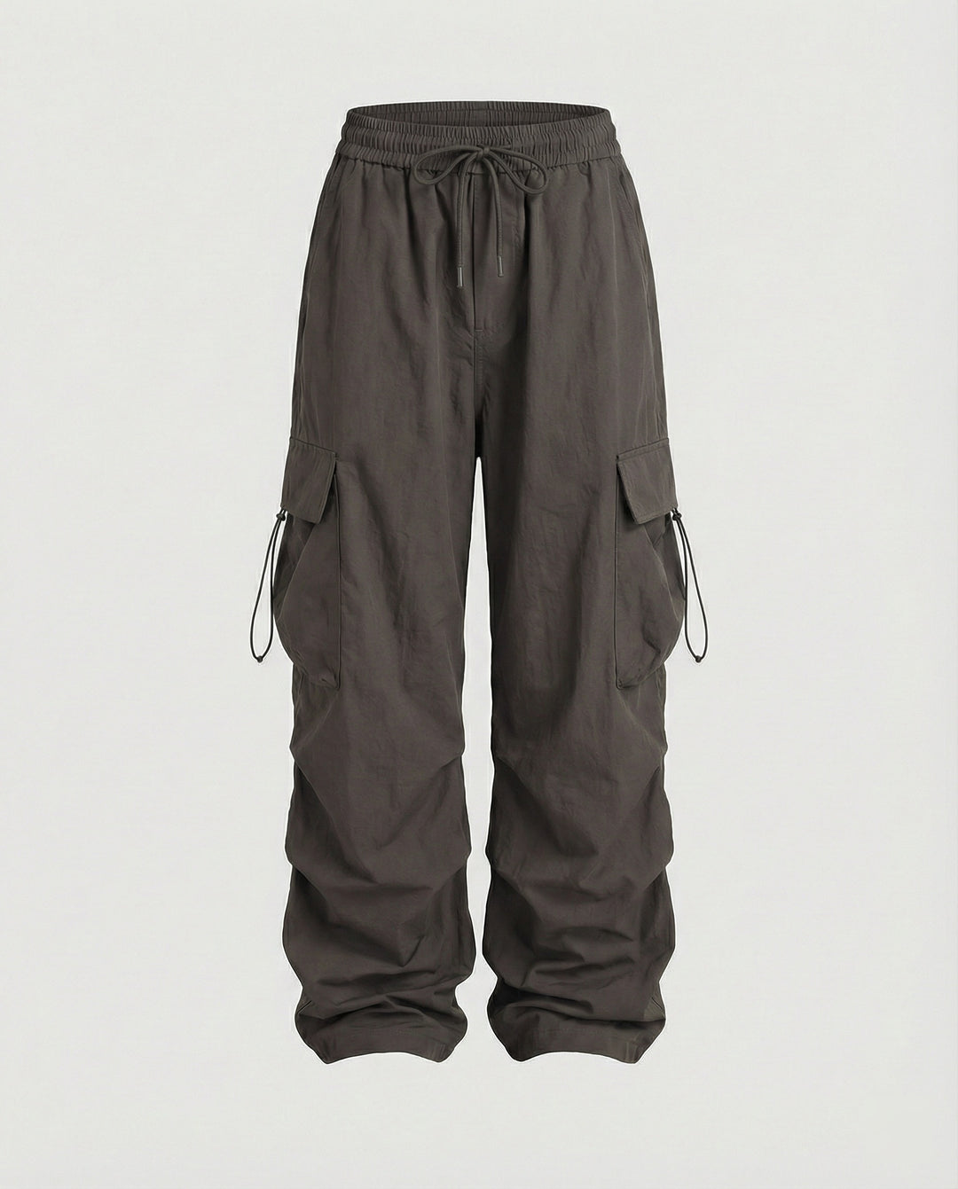 Utilitaristische Cargohose mit hoher Taille großen Klapptaschen und verstellbarem Saum EB