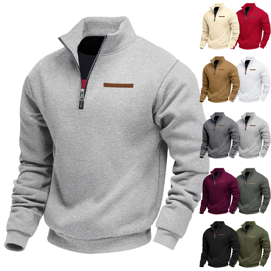 Herren nan Halbzip-Sweatshirt aus schwerem Fleece mit Stehkragen und verdeckter Brusttasche EB