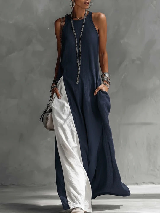 Damen Lässiges Maxikleid mit asymmetrischem Schnitt und tiefem Rückenausschnitt EB