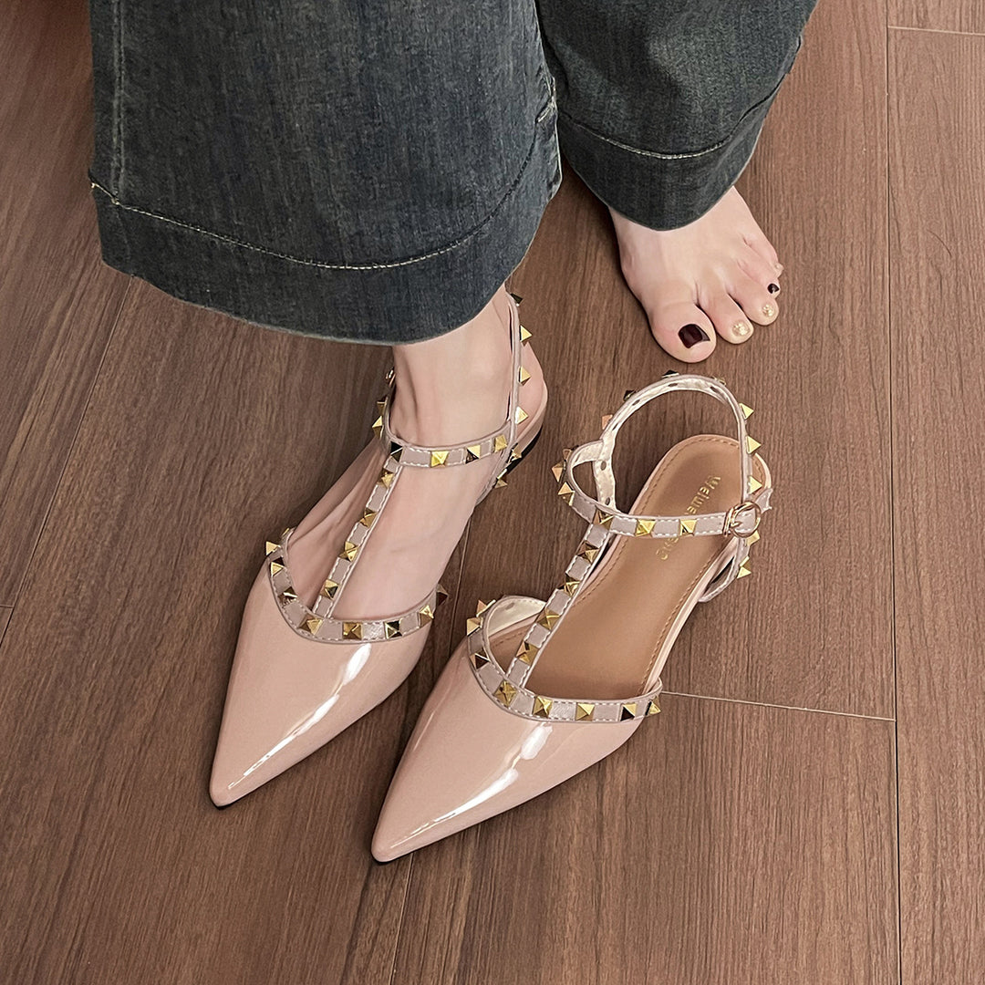 Damen Slingback Ballerinas mit eleganten Nietenapplikationen EB