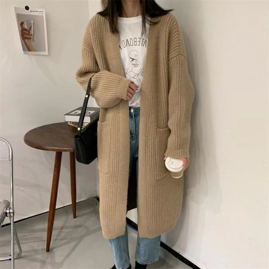 Damen Strickcardigan mit lockerer Silhouette und tiefen Taschen EB