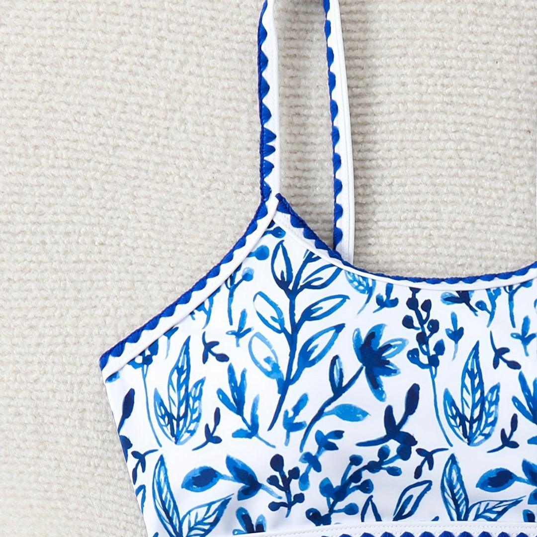 Damen Hochtailliertes Bikiniset mit floralem Design EB