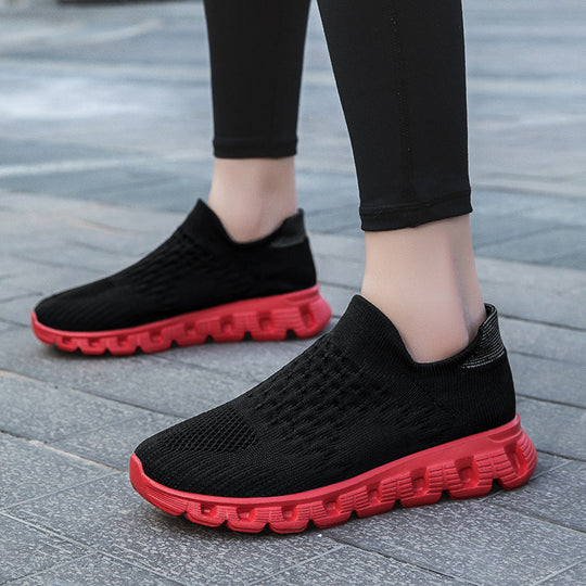 Damen Slip-On Laufschuhe mit atmungsaktivem Obermaterial und flexibler Sohle EB