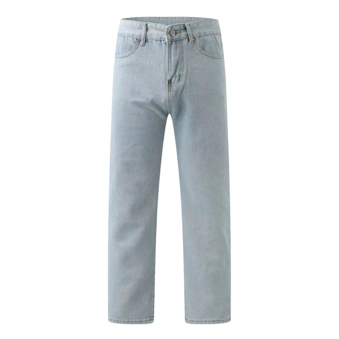 Damen gerade geschnittene Jeanshose mit hohem Bund und klassischen Details EB