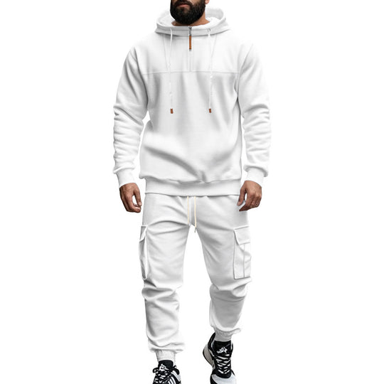 Herren nan Kapuzensweatshirt- und Jogger-Set im Cargo‑Stil mit kurzem Brustreißverschluss und aufgesetzten Klappentaschen EB